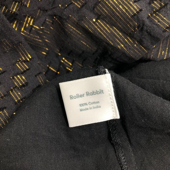 Roller Rabbit Ashton Lurex Skirt Size M Black Shimmer Tiered - Picture 4 of 5